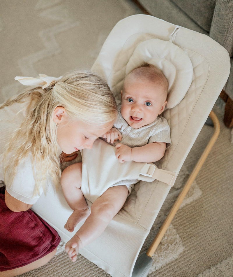 Fodoss Baby Bouncer, Portable Bouncer Seat for Babies, Ergonomic Design Baby Bouncer Chair, Baby Bassinet for Infants, Beige - Image 3