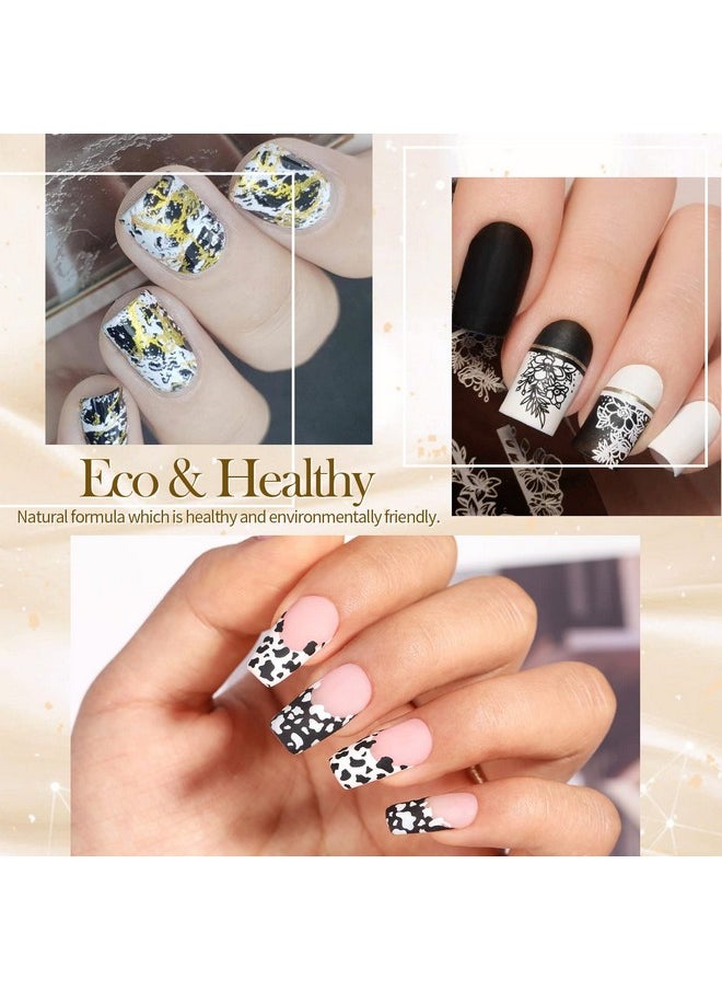 بورن بريتي طلاء أظافر Born Pretty Nail Art Stamping باللون الأبيض والأسود مع مجموعة طلاء أظافر Image Stamp من طلاء الأظافر المطبوع، زجاجتان  - Image 4