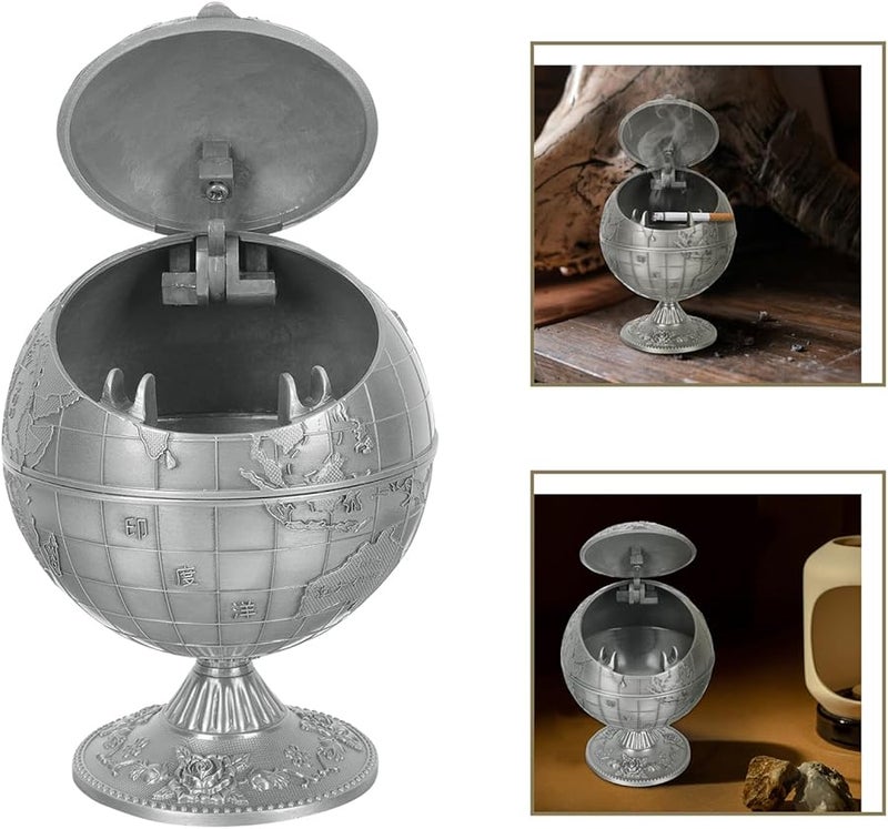 Vintage Windproof Globe Ashtray with Lid Stable Base Polished Brass Desktop Office Home Gift - Image 4