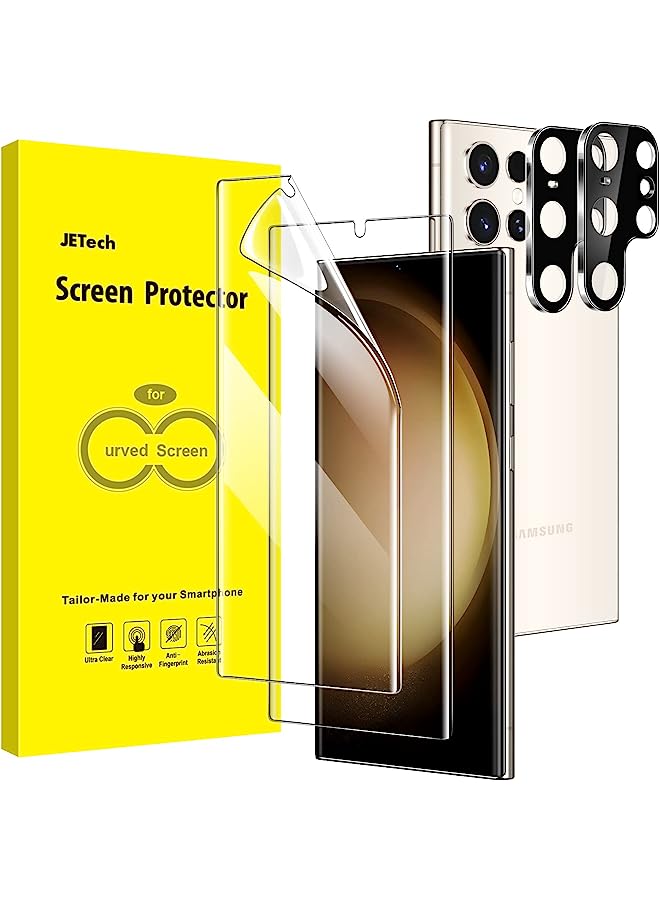 Jetech Screen Protector for Samsung Galaxy S23 Ultra 5G 6.8-Inch with Camera Lens Protector, Flexible TPU Film, Fingerprint ID Compatible, Easy Installation, HD Clear, 2-Pack Each - Image 1