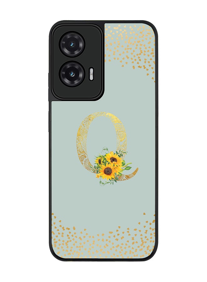 Stylizedd For Motorola Moto G35 Case,Slim fit Camera Protection, Shockproof Thin Phone cover  - Custom Floral Monogram - Q  (Light Grey )