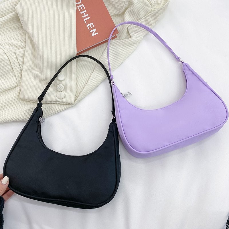 Korean Style Nylon Underarm Bag Women'S Fashionable Dumpling Bag High-Grade Solid Color Shoulder Bag Lightweight Small Satchel - Image 2