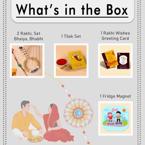CraftVatika Rakhi with Fridge Magnet Gift Combo Set for Brother Bhaiya Bhabhi Set of 2 Designer Kada for Bhabhi Peacock Rakhi for Bhaiya Rakshabandhan Couple Pair with Fridge Magnet Gift - Image 4