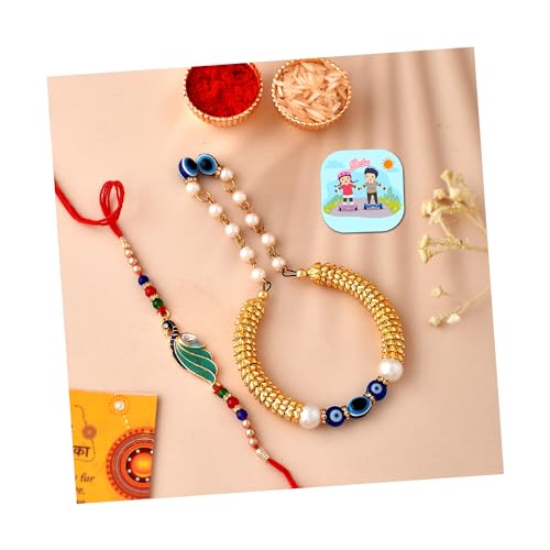 CraftVatika Rakhi with Fridge Magnet Gift Combo Set for Brother Bhaiya Bhabhi Set of 2 Designer Kada for Bhabhi Peacock Rakhi for Bhaiya Rakshabandhan Couple Pair with Fridge Magnet Gift - Image 1
