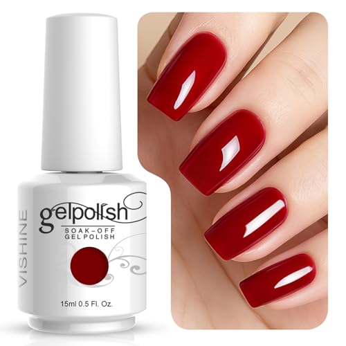 Vishine Gelpolish Professional Manicure Salon UV LED Soak Off Gel Nail Polish Varnish Color Blood Red1337 - Image 2