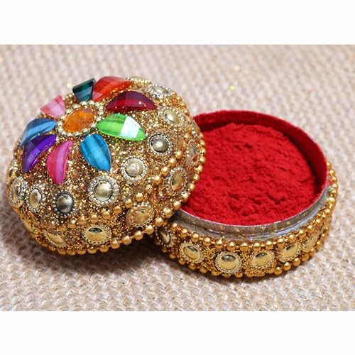 ANSHEZ Handmade Sindoor Dani, Sindoor Box, Kumkum Box - Pack of 2 | Size (4.5x4.5x2.5 Cm) | Kumkum Bharani Decoration Box For Gift | Wedding Return Gifts For Womens Ladies Brides - Image 3