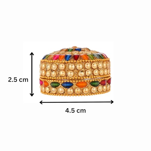 ANSHEZ Handmade Sindoor Dani, Sindoor Box, Kumkum Box - Pack of 2 | Size (4.5x4.5x2.5 Cm) | Kumkum Bharani Decoration Box For Gift | Wedding Return Gifts For Womens Ladies Brides - Image 4