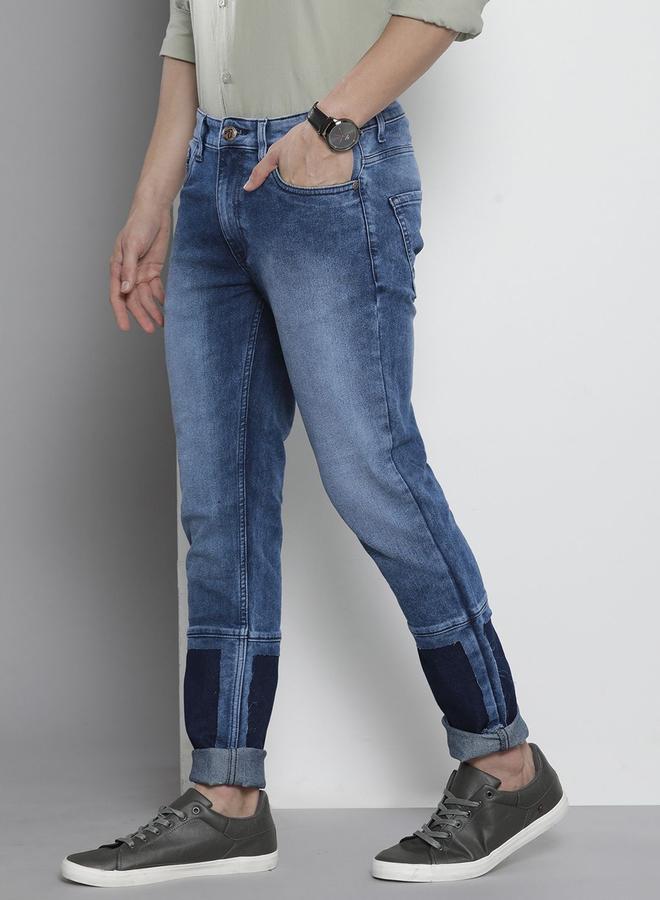 شركة المرآب الهندية جينز بقصة ضيقة بتفاصيل خياطة مقسّمة - Image 2