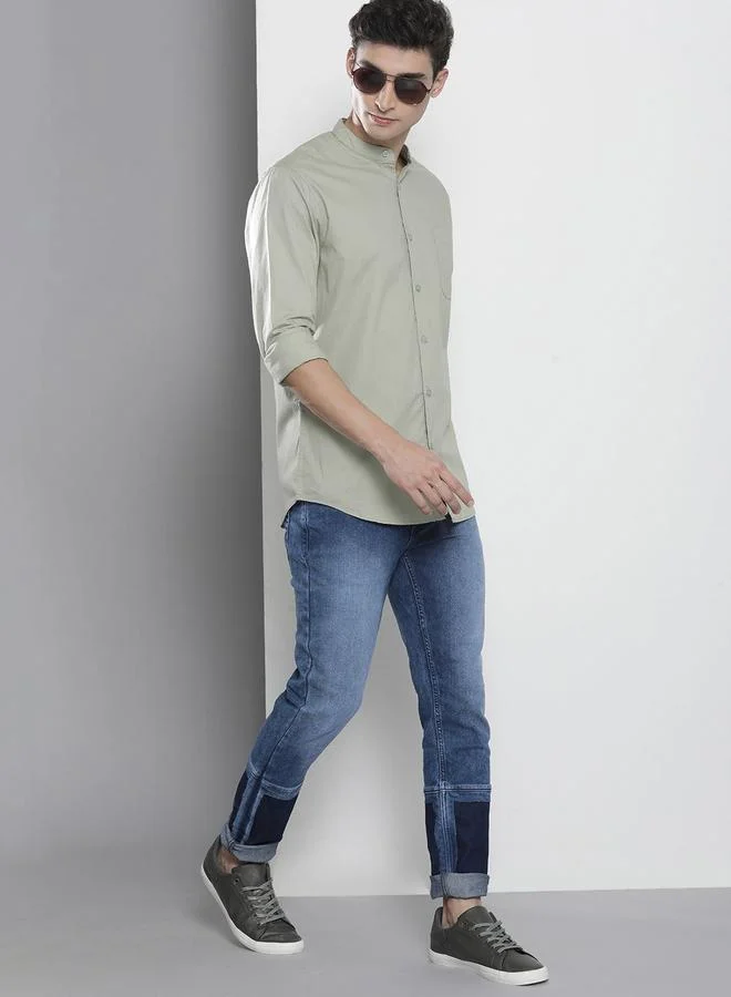 The Indian Garage Co Blue The Indian Garage Co Men Cut and Sew Panel Slim Fit Jeans for Men | Best Price UAE