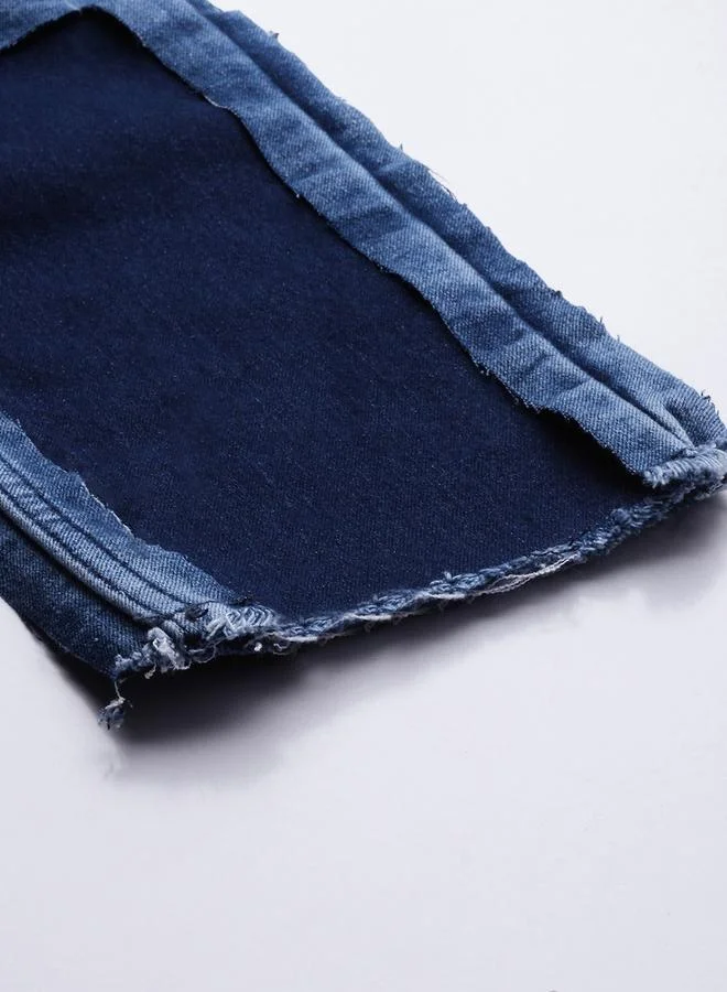 The Indian Garage Co Blue The Indian Garage Co Men Cut and Sew Panel Slim Fit Jeans for Men | Best Price UAE