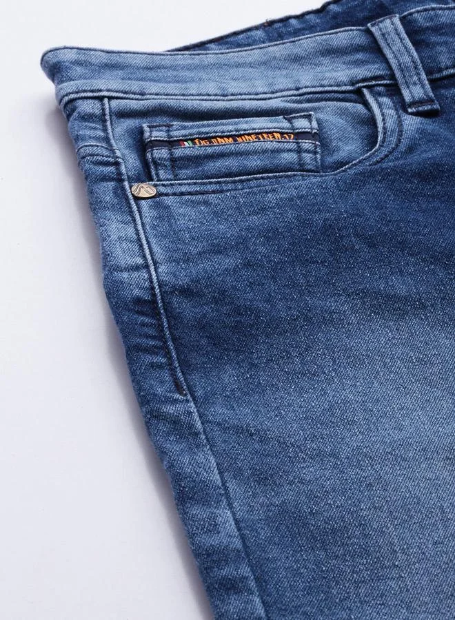 The Indian Garage Co Blue The Indian Garage Co Men Cut and Sew Panel Slim Fit Jeans for Men | Best Price UAE