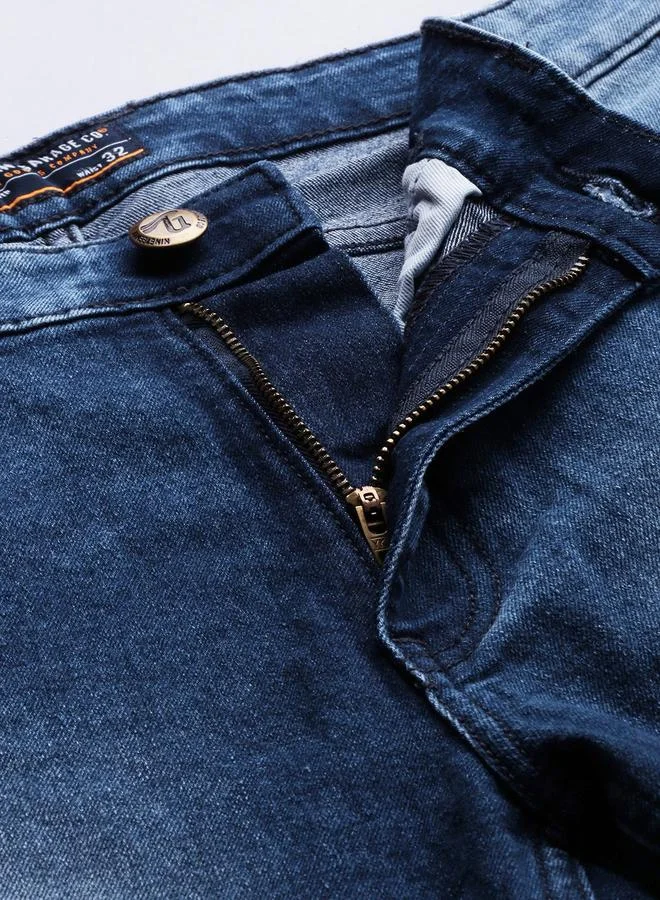 The Indian Garage Co Blue The Indian Garage Co Men Cut and Sew Panel Slim Fit Jeans for Men | Best Price UAE