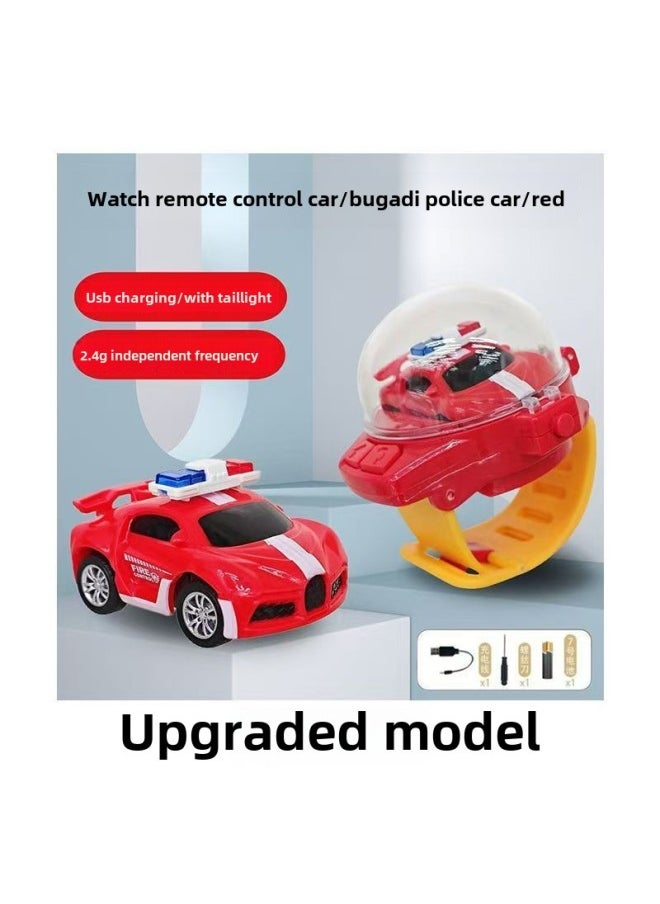 Mini Watch Remote Control Car Black Technology Electric Toy Car Alloy Racing Children's Boy Sports Car 5 To 7 Years Old-Color:Lamborghini Police Car [red] Alloy Model-Scale:Please Note The English Packaging  - Image 1