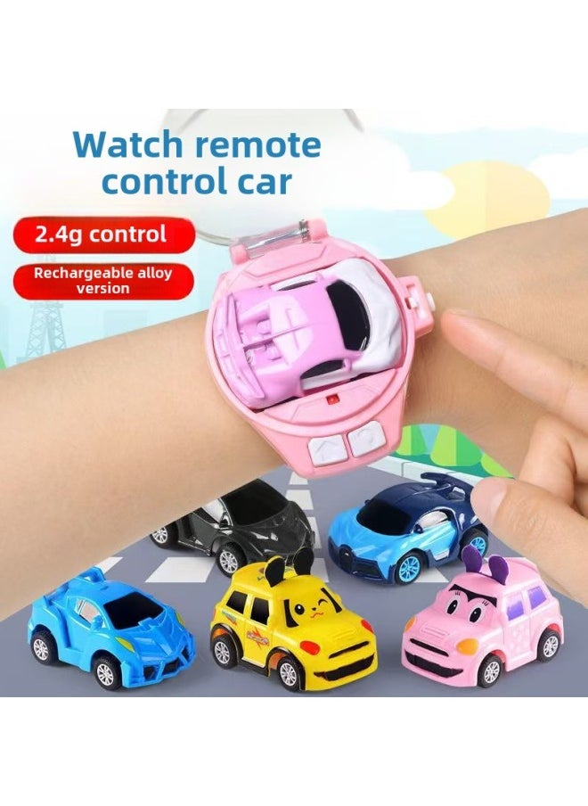 Mini Watch Remote Control Car Black Technology Electric Toy Car Alloy Racing Children's Boy Sports Car 5 To 7 Years Old-Color:Lamborghini Police Car [red] Alloy Model-Scale:Please Note The English Packaging  - Image 3