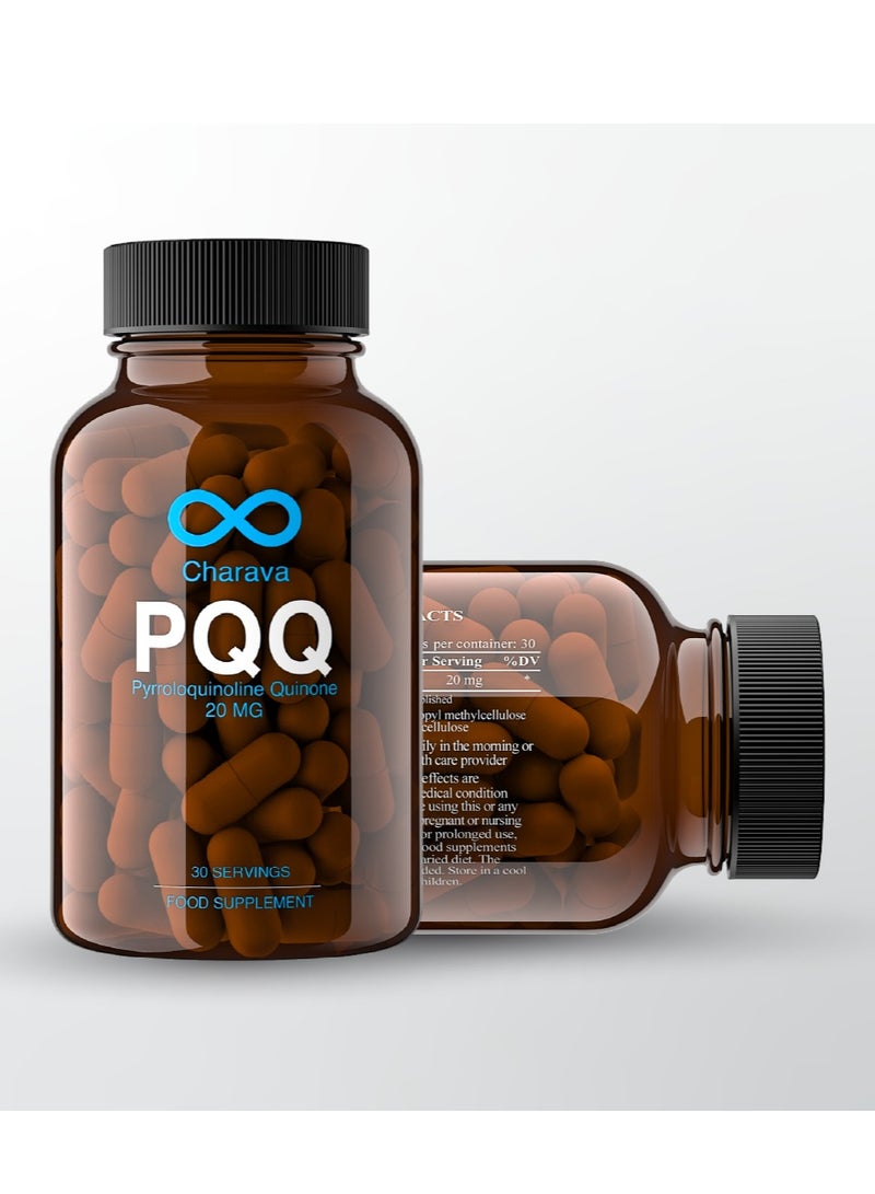 شارافا PQQ 20 ملغ | 30 جرعة | 99%+ نقاء وقابلية امتصاص عالية | مكمل بيرولوكينولين كوينون | 30 كبسولة - Image 2