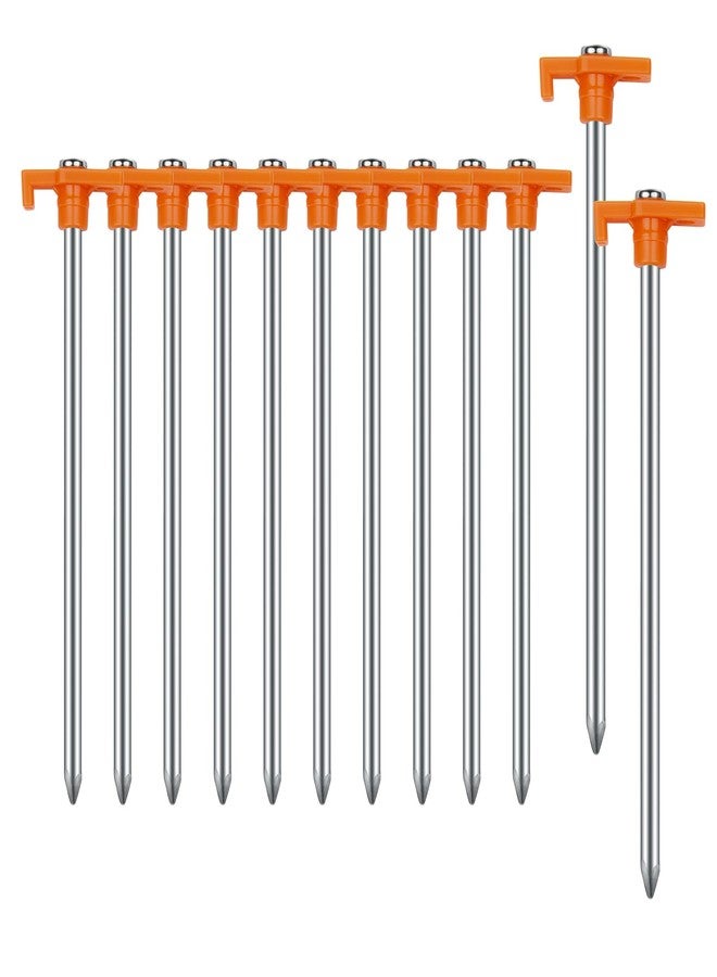AVOFOREST Tent Stakes Heavy Duty Camping Stakes, 7Inch Non-Rust Metal Tent Pegs Ground Stakes Tent Spikes Camping,Garden,Hiking 12PCS Orange - Image 1