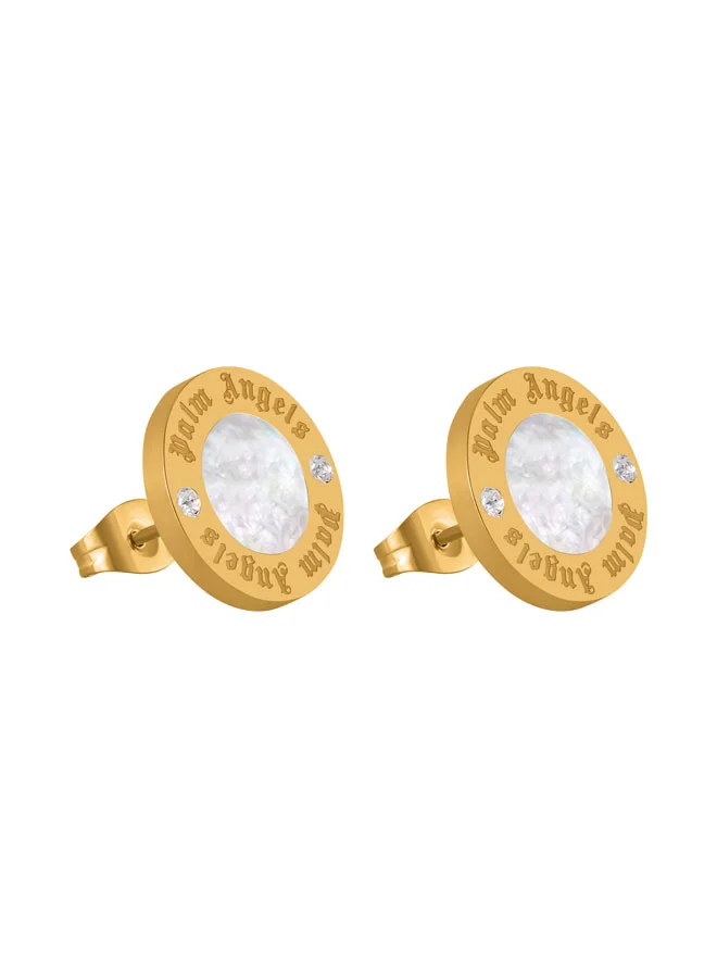 بالم انجلز Impronta Yellow Gold Plated Stainless Steel Stud Earrings for Women
