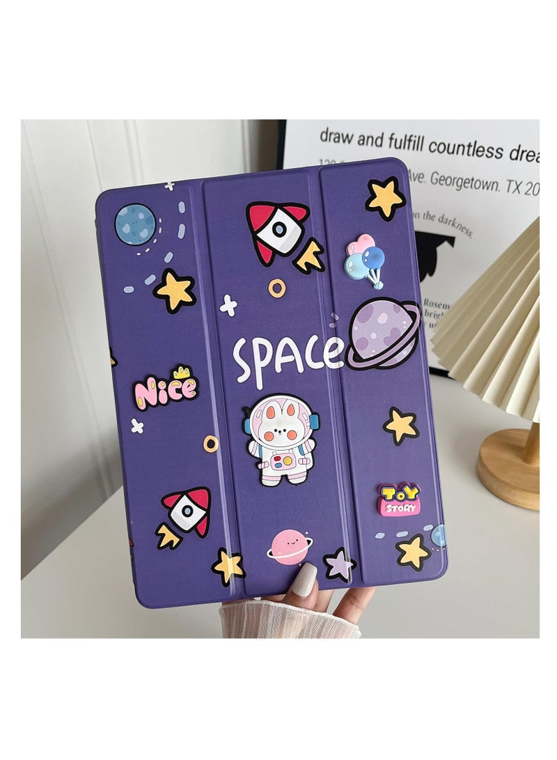 Ecosystem Cases Cartoon 3D Silicon Flip Cover For iPad mini 7 (2024 Model, 7th Generation) / mini 6 (2021 Model, 6th Generation) with Pencil Holder For Kids, (Space) - Image 1