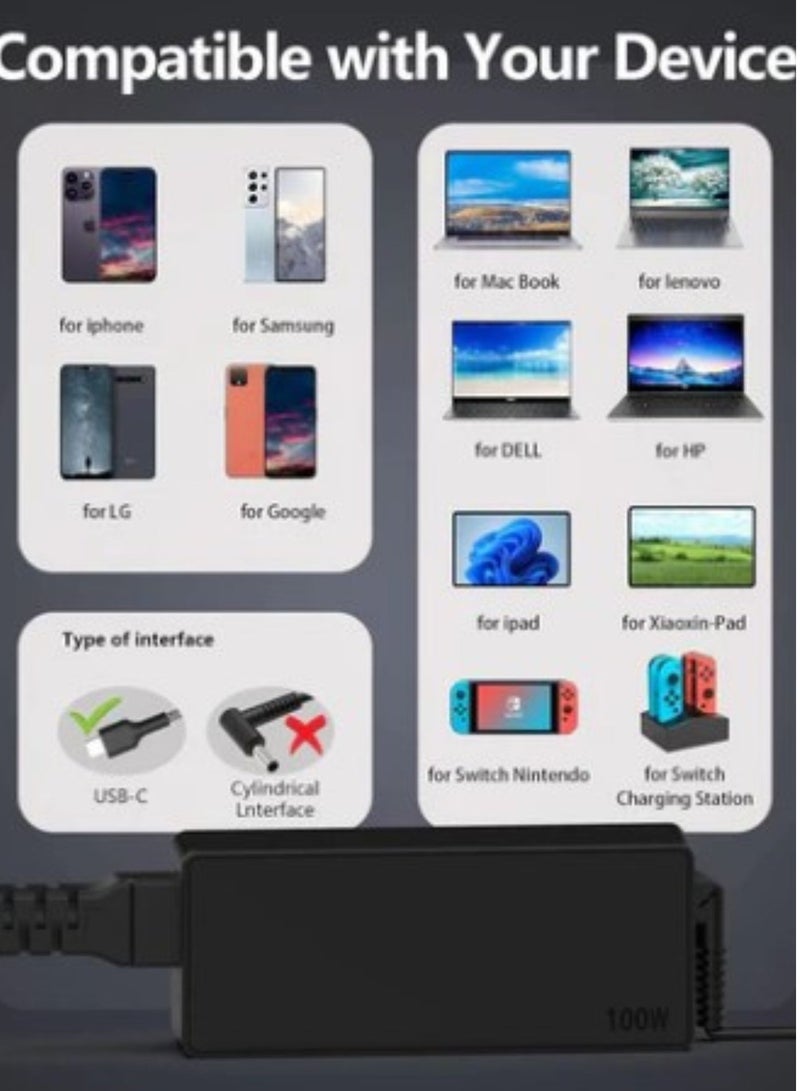 Terabyte Universal Laptop Charger PD 90W USB C Power Adapter, Type C Power Supply Cord for MacBook Lenovo Dell HP Gateway Asus Acer Samsung LG Sony Monitor TV and More Type C Devices C0077 - Image 3