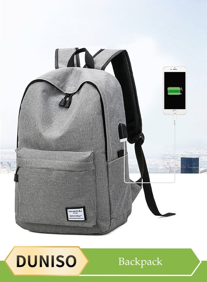 DUNISO Laptop Bag , business travel bag, nylon backpack，with USB charging port, waterproof and scratch resistant, suitable for 15.6 inch laptops，grey - Image 1
