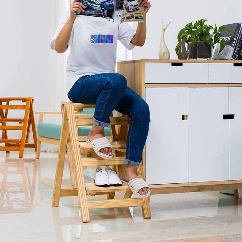 Generic Sheesham Wooden Solid Sturdy Ladder Shelf Decorative Book Shelf Plant Stand for Living Room Dining Room Bedroom Balcony Book Shelf Planter Home Kitchen Decor W27  - Image 2
