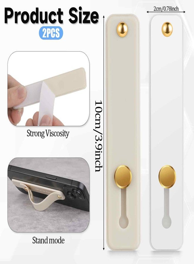Styquenzer 2 Pcs Universal Phone Grips - Finger Holder for Back of Phone, Portable Phone Strap - Grey White - Image 2