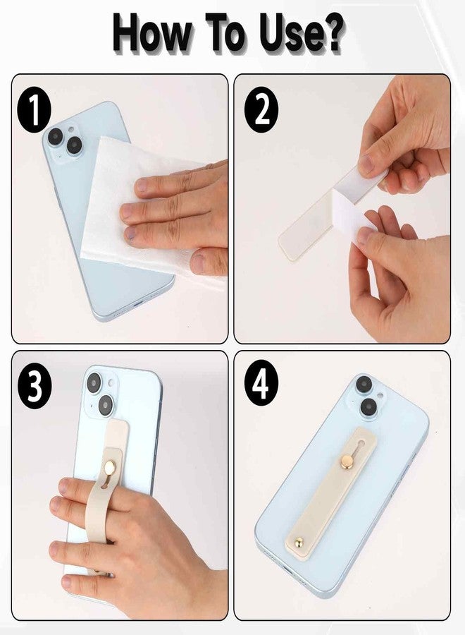 Styquenzer 2 Pcs Universal Phone Grips - Finger Holder for Back of Phone, Portable Phone Strap - Grey White - Image 3