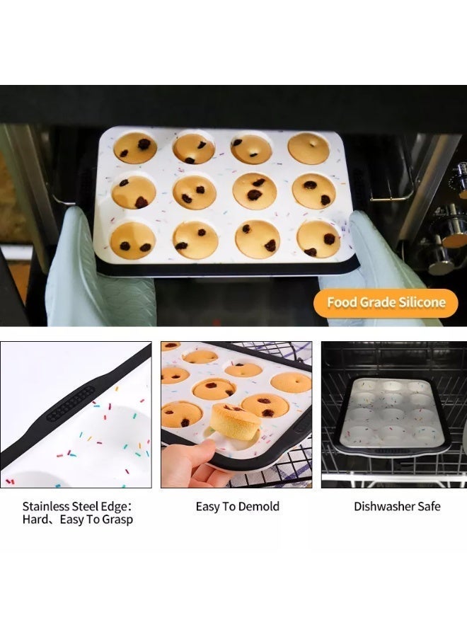 SOFIA REFRIGERATION Silicone Muffin Pan, Food Grade Nonstick, Stainless Steel Frame for Safe Handling, Heat Resistant up to 230°C - Image 5