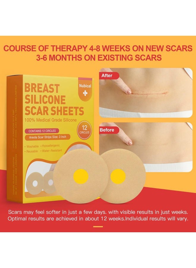 Nubical Silicone Scar Sheets for Breast 12 Pack - Medical Scar Removal Sheets - Silicone Sheet Breast Post Surgery Supplies for Scars Treatment - Areola Gel Circles (3 IN) - Image 5