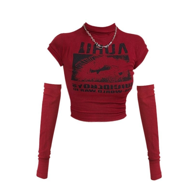 Xinwang [Official Picture 260G Modal 1*1] American Retro Short-Sleeved T-Shirt For Girls With Sleeves - Image 3