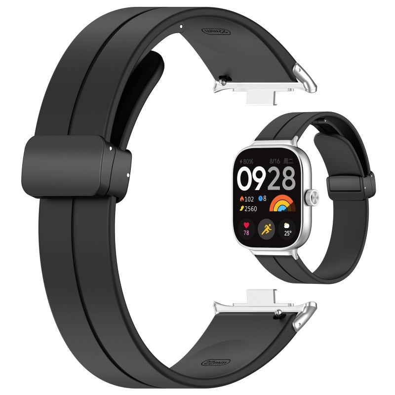 LOKEKE Replacement Strap Compatible with Xiaomi Redmi Watch 4 & Mi Band 8 Pro, Soft Silicone Black Band - Image 2