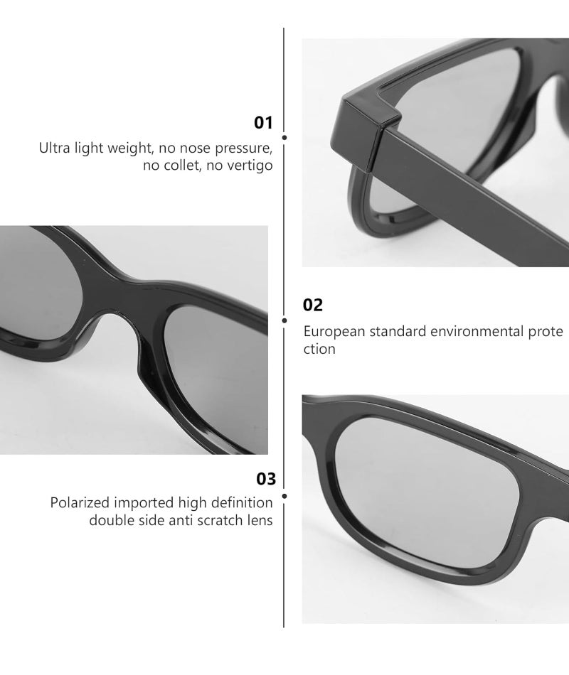 AGMITRAKA 8pcs 3D Glasses for 3D Movies, Universal 3D TV Glasses, Lightweight Frame for Home Theater, Compatible with Most 3D Devices - Image 3