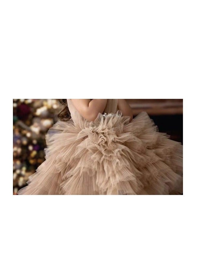 فستان أميرة ف fluffy للأطفال فستان عرض أزياء عالي الجودة  - Image 3