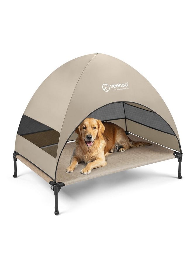 Veehoo Outdoor Dog Bed with Canopy, Cooling Elevated Dog Bed with Removable Shade, Non-Slip Feet, Raised Dog Cot Bed for Large Dogs, Dog Tent Bed for Camping, Beach, Large, Beige Coffee CWC2411 - pzsku/ZEA211B1E3BCB78AAEB15Z/45/_/1737031905/77d7fa5e-7200-4404-a693-7732602b22bd