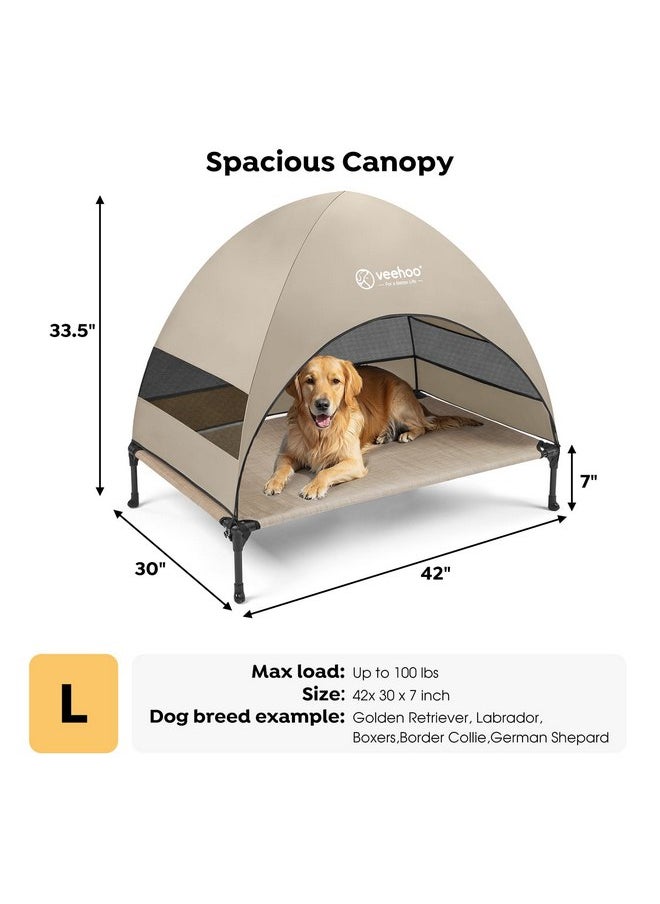 Veehoo Outdoor Dog Bed with Canopy, Cooling Elevated Dog Bed with Removable Shade, Non-Slip Feet, Raised Dog Cot Bed for Large Dogs, Dog Tent Bed for Camping, Beach, Large, Beige Coffee CWC2411 - pzsku/ZEA211B1E3BCB78AAEB15Z/45/_/1737032133/e45f3575-8023-4797-91bf-092465b36e83