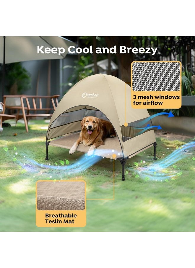 Veehoo Outdoor Dog Bed with Canopy, Cooling Elevated Dog Bed with Removable Shade, Non-Slip Feet, Raised Dog Cot Bed for Large Dogs, Dog Tent Bed for Camping, Beach, Large, Beige Coffee CWC2411 - pzsku/ZEA211B1E3BCB78AAEB15Z/45/_/1737032146/a0d92e13-2c39-425a-b50d-5afbdc344c8d