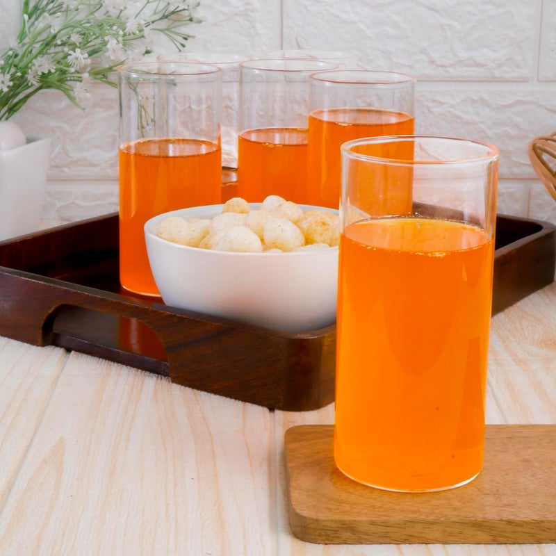 Femora Borosilcate Glass Set of 6 pcs Transparent Drinking Glass, Tumblers for Water, Cold Drinks, Juice Glass, Microwave & Dishwasher Safe | for Daily use & Gifting Capacity- 350ml (BPA Free) - Image 3