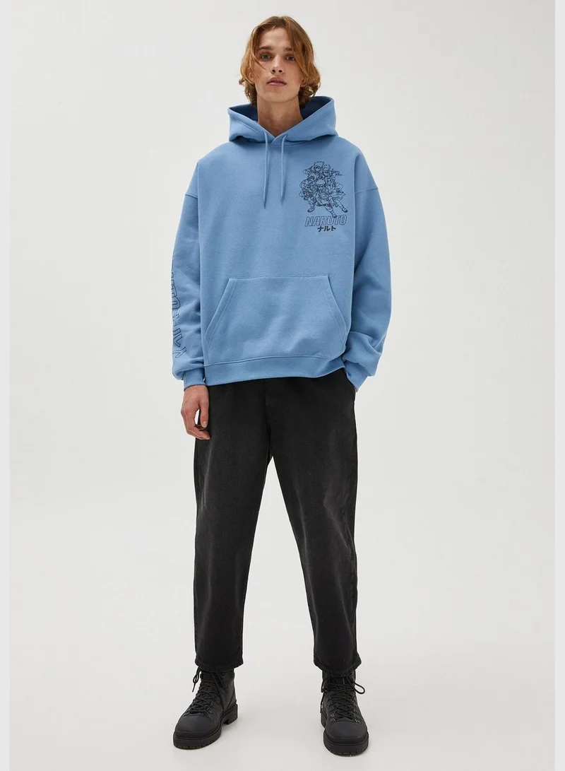 PULL&BEAR Sky blue Naruto print hoodie