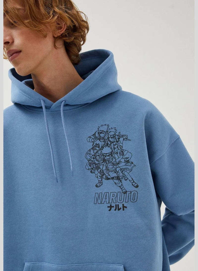 PULL&BEAR Sky blue Naruto print hoodie