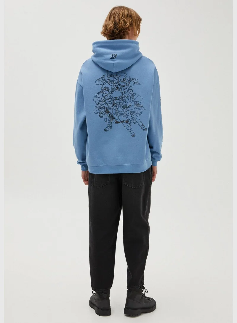 PULL&BEAR Sky blue Naruto print hoodie