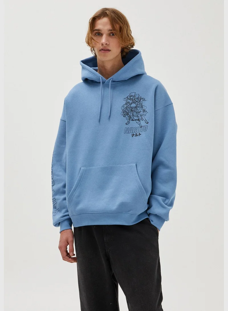 PULL&BEAR Sky blue Naruto print hoodie