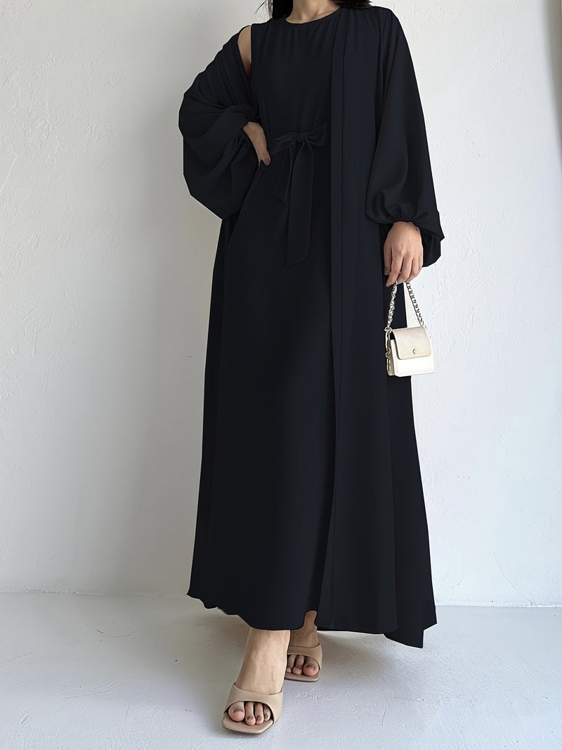 MSL39 Elegant Abaya Set — Open Front Design — Ramadan Collection - Image 1