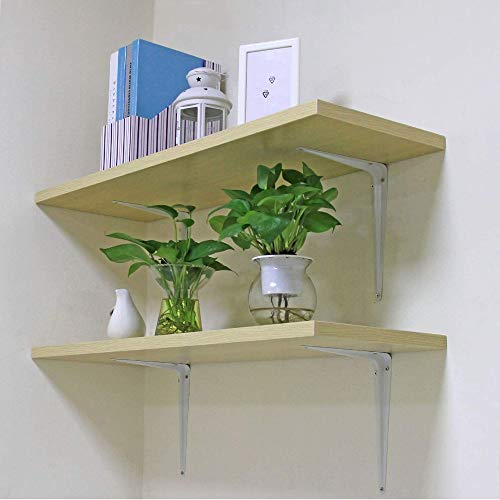 Wideskall® Metal 8" x 10" inch Wall Corner Angle Shelving Shelf Brackets, White, Pack of 20 - Image 4