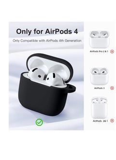 Generic Compatible with AirPods 4 Case(2024), Soft Silicone Full Protective Case Cover for Apple AirPods 4 Case with Keychain, Compatible with AirPods 4th Generation Case for Women Men (Black)  - Image 4