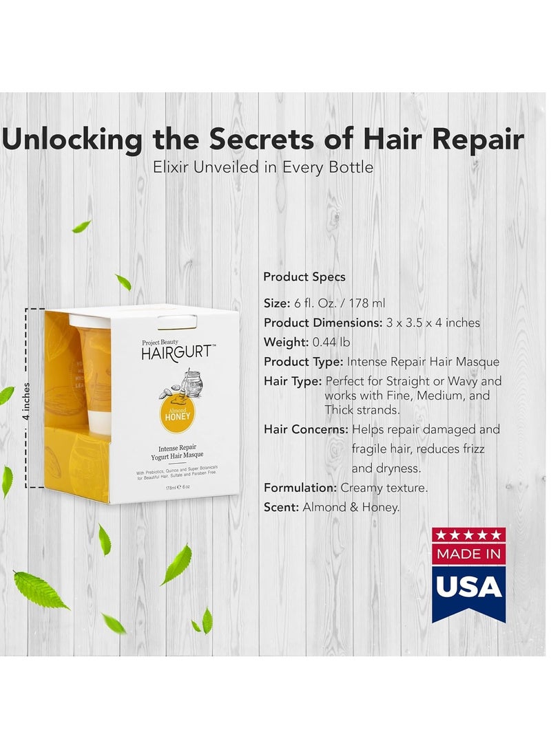 Hairgurt - Intense Repair Yogurt Deep Conditioner Treatment Hair Masque - Best Hair Mask for Thicker, Fuller Hair, Organic Oils for Bleached Hair, Protein Hair Mask With Prebiotics, Anti Frizz Hair Mask - Image 1