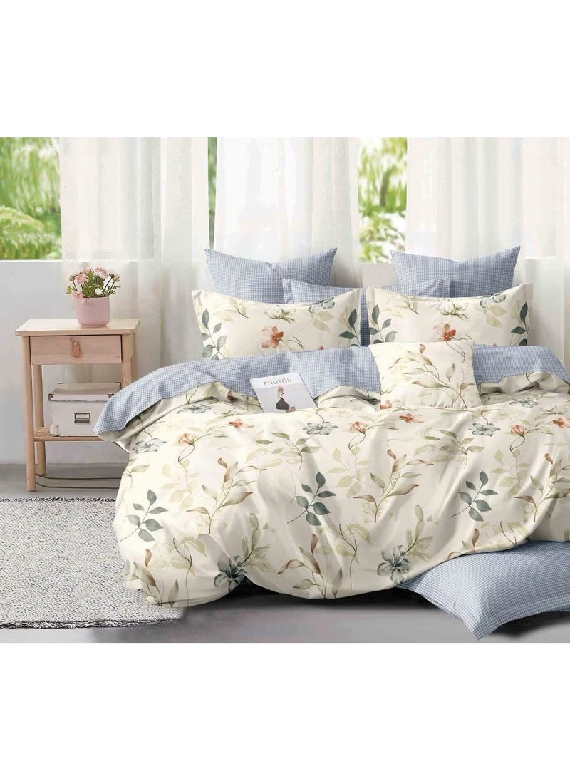 King Size Bed Sheet Set 6pcs One Set High Quality Microfiber Cotton Bedding Set Include 1 Duvet Cover with 1 Fitted Sheet and 4 Pillow Cover