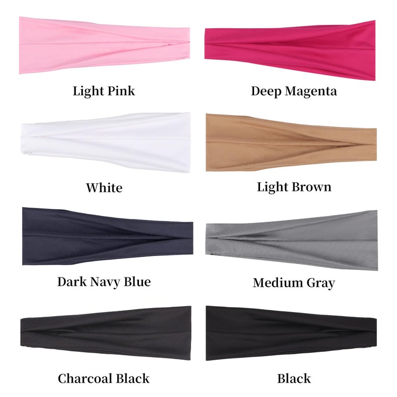 Ztomine Headbands for Women â€“ 8 Pack Wide Elastic Hair Bands, Soft Stretchy Non-Slip Sweatbands for Workouts, Yoga, Washing Face & Daily Wear - Image 3