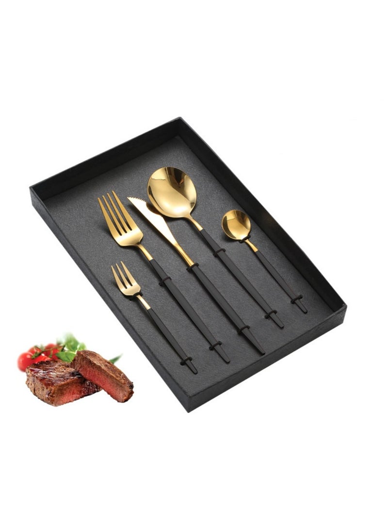 KUYING Stainless Steel Tableware Set Of 5 Pieces Western Knife Fork Spoon Set 