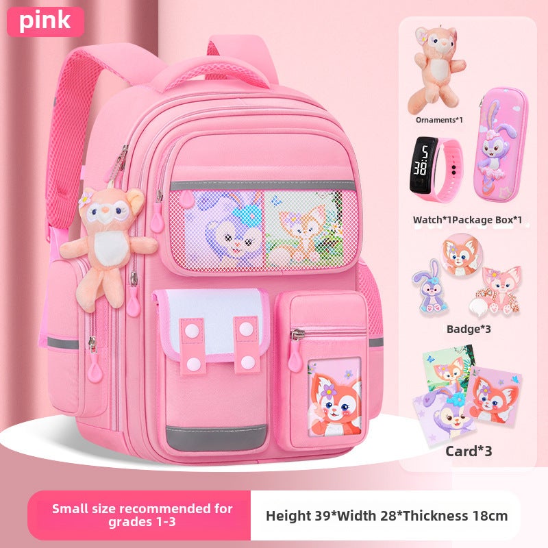 Kids 2023 Ergonomic Spine Care BackpackSmall size Dream Pink [send ornaments + badge + card + Watch + pencil case] Small size Dream Pink [send ornaments + badge + card + Watch + pencil case] 