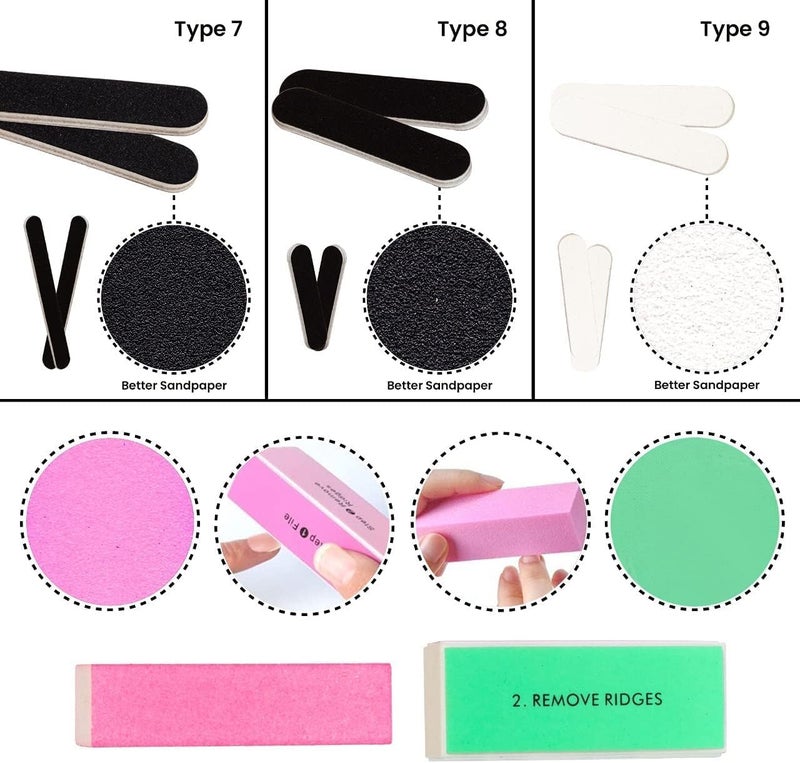 kaiderine Nail File and Buffer, Professional Manicure Tools Kit.Natural Manicure Pedicure Kit Polisher Washable Buffering/Sanding Nails Filer Buffing, Nails Polish Smooth Polishing Set - Image 4